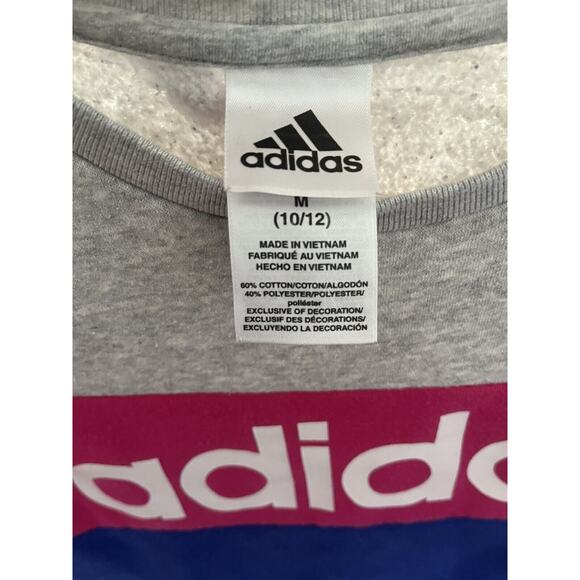 Adidas Color-Block Sweatshirt Girls 10-12 Cotton Blend - RARE - Picture 5 of 5